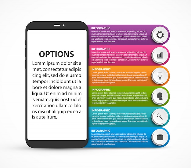 Modelo de infográficos de opções para apresentações de negócios.