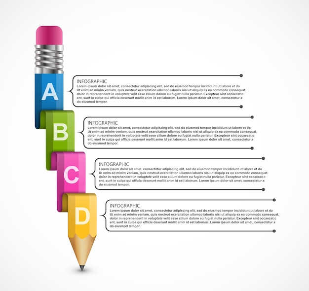 Modelo de infográficos educacionais com lápis