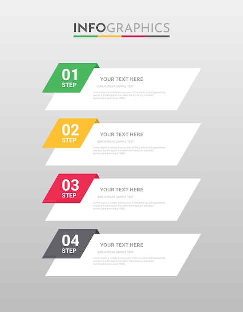 Modelo de informação-gráfico para negócios com design de 4 etapas.