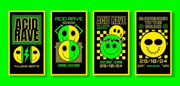 Modelo de Instagram de acid rave desenhado à mão