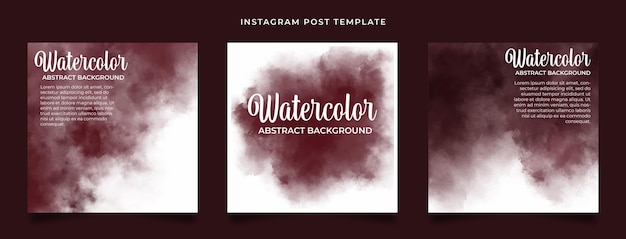 Vetor modelo de instagram de respingo marrom aquarela