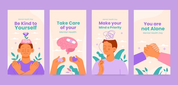 Modelo de Instagram de saúde mental do mundo desenhado à mão
