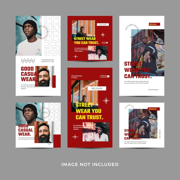 Modelo de Instagram Urban Streetwear para postagem de mídia social Banner Square Flyer Template Design