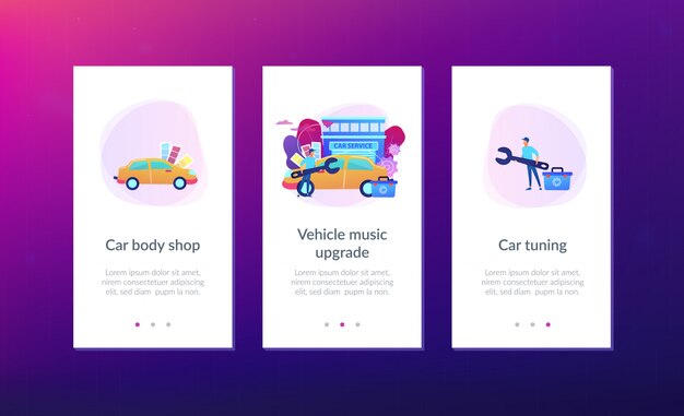 Modelo de interface de aplicativo de ajuste de carro.
