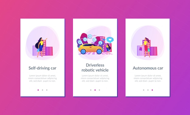 Modelo de interface de aplicativo de carro autônomo.