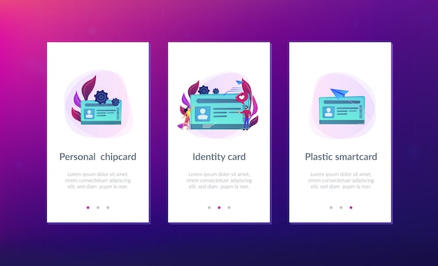 Modelo de interface de aplicativo de cartão de identificação inteligente.