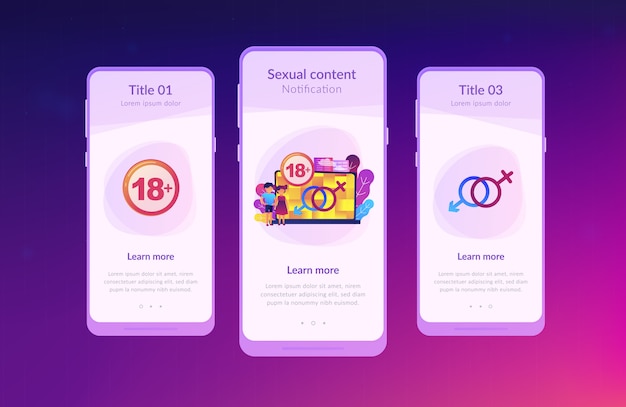 Modelo de interface de aplicativo de conteúdo adulto.