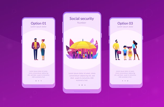 Modelo de interface de aplicativo de seguro social.