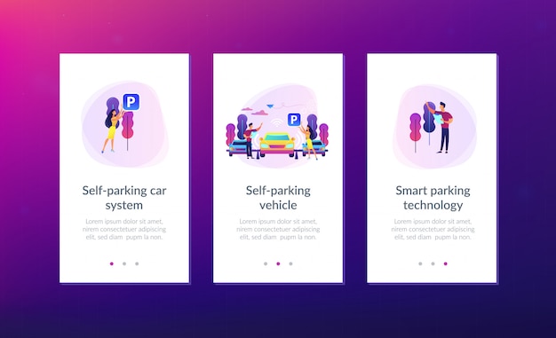 Modelo de interface de aplicativo de sistema de estacionamento com estacionamento próprio.