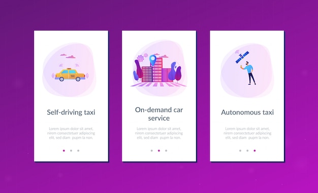 Modelo de interface de aplicativo de táxi autônomo.