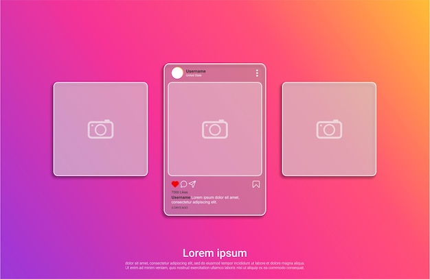 Modelo de interface de mídia social instagram