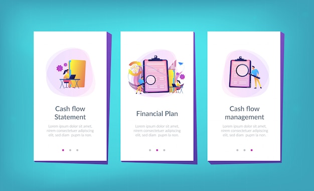 Vetor modelo de interface do aplicativo de demonstração de fluxo de caixa