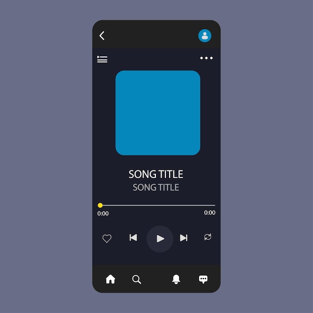 Modelo de interface do reprodutor de música de ilustração vetorial