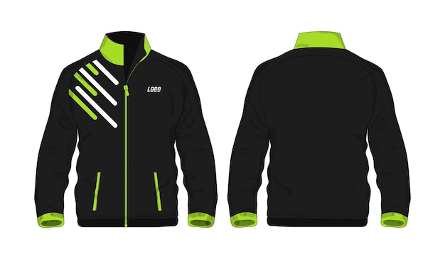 Modelo de jaqueta esporte verde e preto para design em fundo branco. ilustração em vetor eps 10.