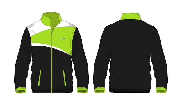 Modelo de jaqueta esporte verde e preto para design em fundo branco ilustração vetorial eps 10