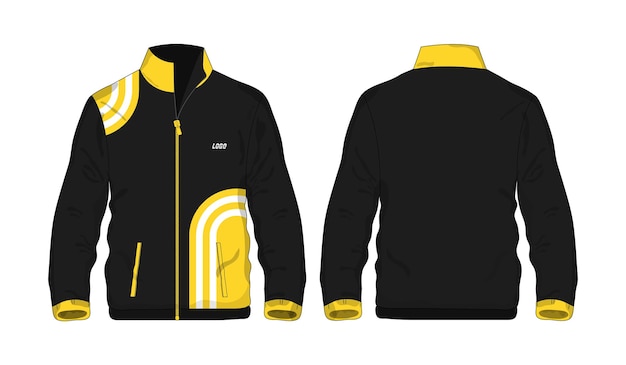 Modelo de jaqueta esportiva amarelo e preto para design em fundo branco ilustração vetorial eps 10