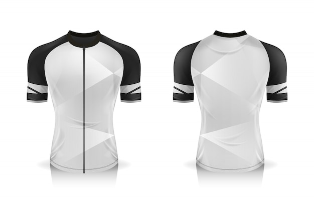 Modelo de Jersey de ciclismo de especificação. mock up Sport T Shirt gola redonda uniforme para vestuário de bicicleta.
