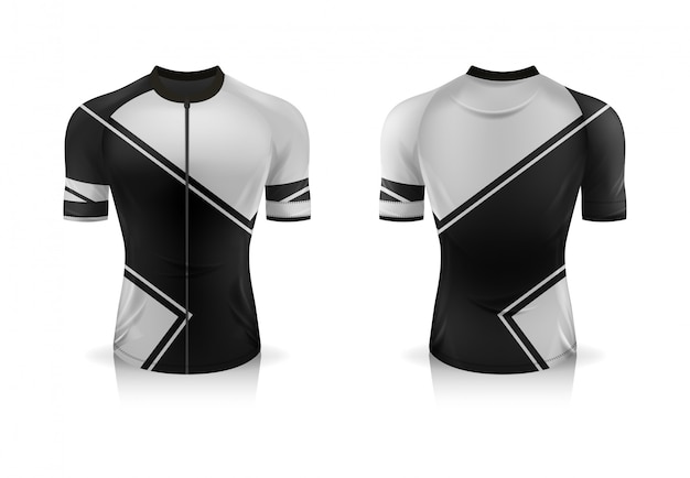 Vetor modelo de jersey de ciclismo de especificação. mock up sport t shirt gola redonda uniforme para vestuário de bicicleta.