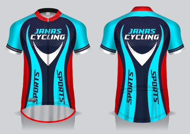 Modelo de jersey de ciclismo, uniforme, camiseta frontal e traseira