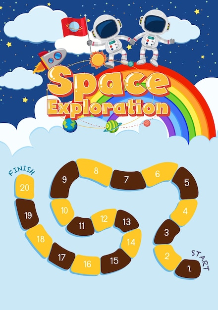 modelo de jogo cobra e escadas com tema espacial 2594006 Vetor no