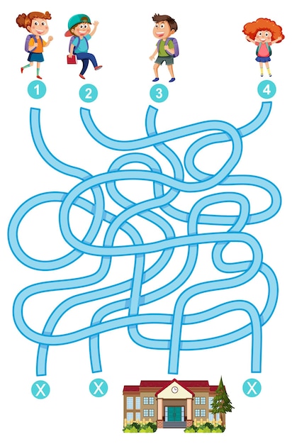 Jogo de labirinto para crianças. lazer do jardim de infância, divertido  labirinto de animais coloridos. crianças encontram jogo de solução,  ilustração vetorial de mapa de quebra-cabeça de vida marinha. jogo pré- escolar, jardim