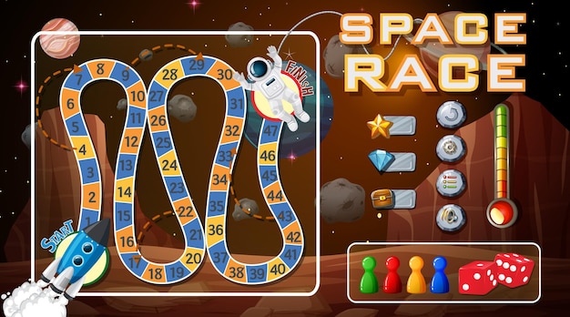 Modelo de jogo de tabuleiro com tema espacial