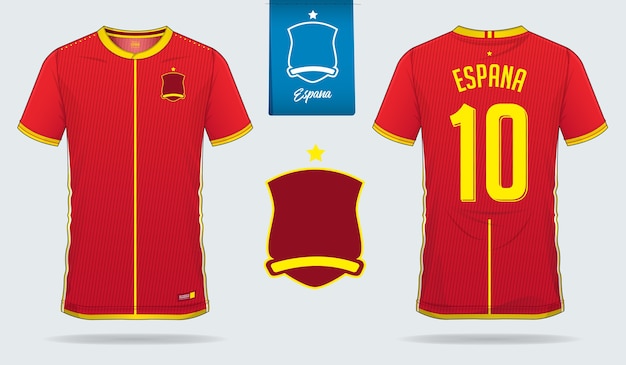 Modelo de kit de futebol ou camisa de futebol de espanha