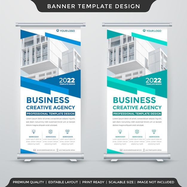 modelo de layout de banner de estande de negócios com estilo abstrato e moderno