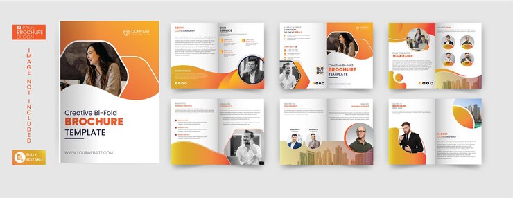 Modelo de layout de brochura de perfil da empresa design de layout de forma de cor laranja brochura de negócios minimalista