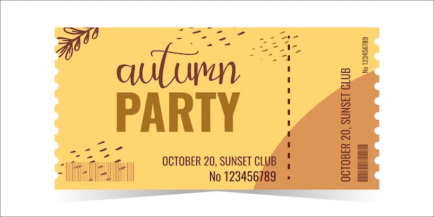 modelo de layout de ingresso para festa de outono Pontos e galhos Design de um banner um panfleto um convite