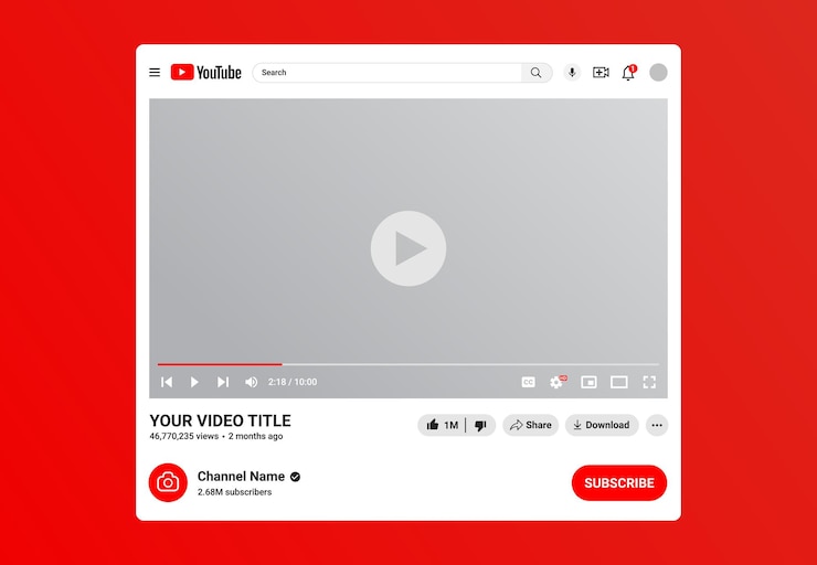 Vetor modelo de leitor multimídia realista do youtube