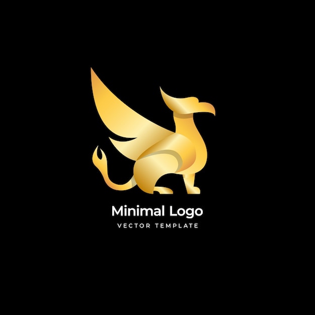 Modelo de logotipo 3d de pássaro fênix ouro ilustração vetorial