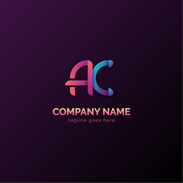 Modelo de logotipo ac gradiente