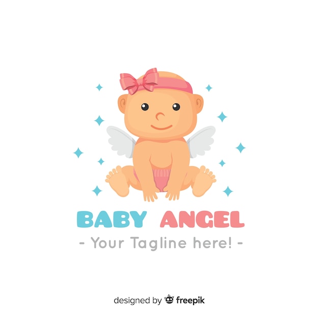 Vetor modelo de logotipo adorável bebê com design plano