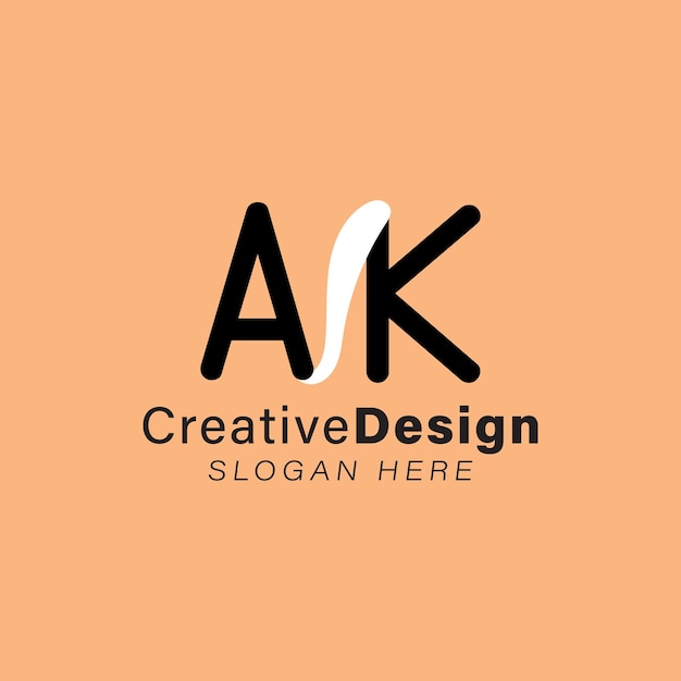 Vetor modelo de logotipo ak lettermark exclusivo