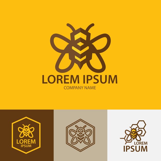 Modelo de logotipo bee logo design inspiração linha arte abelha mel