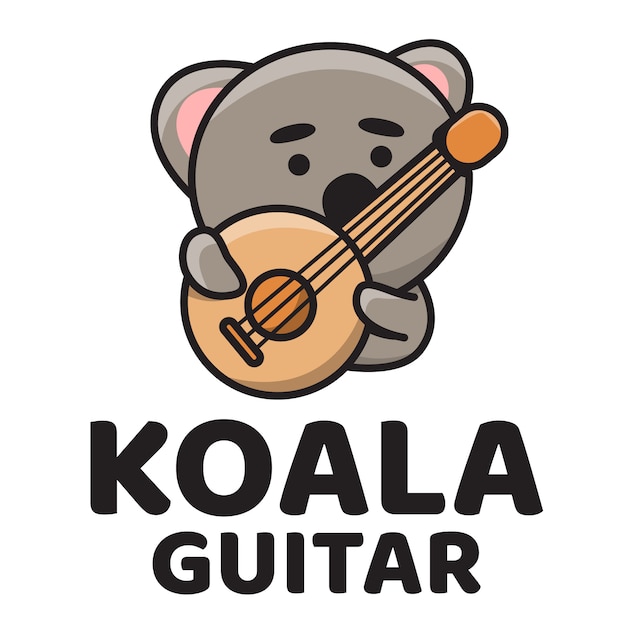 Modelo de logotipo bonito de guitarra coala