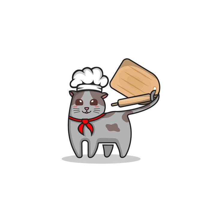 Vetor modelo de logotipo cat chef