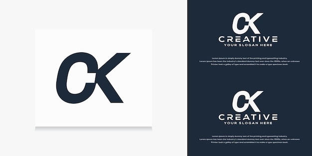 Modelo de logotipo ck com monograma abstrato