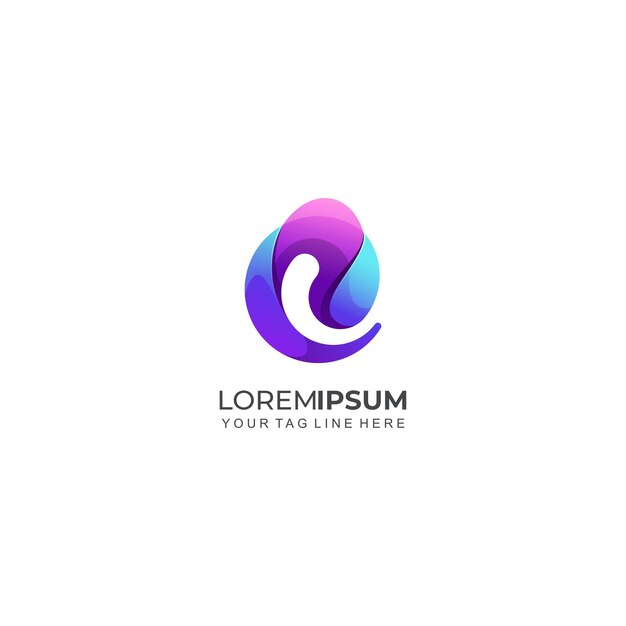 Modelo de logotipo colorido gradiente letra E