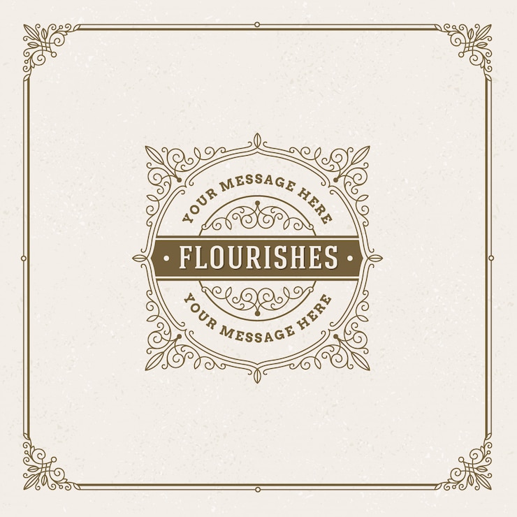 Vetor modelo de logotipo com elementos decorativos elegantes caligráficos floreios.