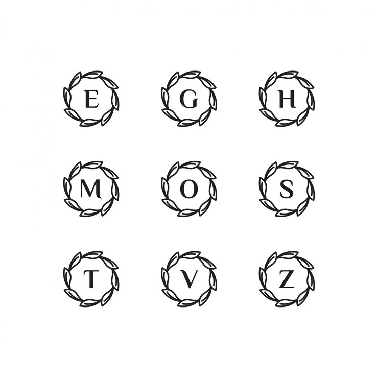 Vetor modelo de logotipo com iniciais e, g, h, m, o, s, t, v, z com uma cor preta para a empresa