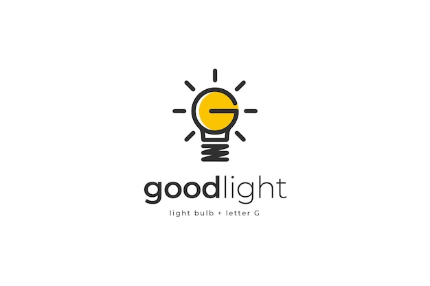 Vetor modelo de logotipo com lâmpada, letra g