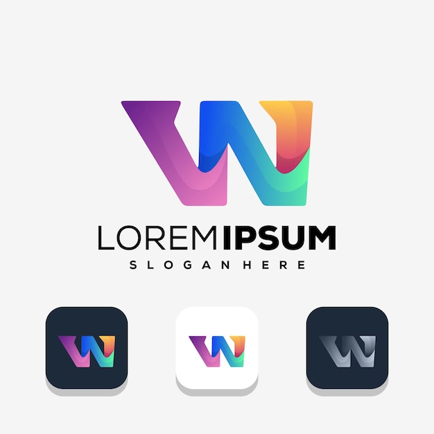 Vetor modelo de logotipo com letra colorida w