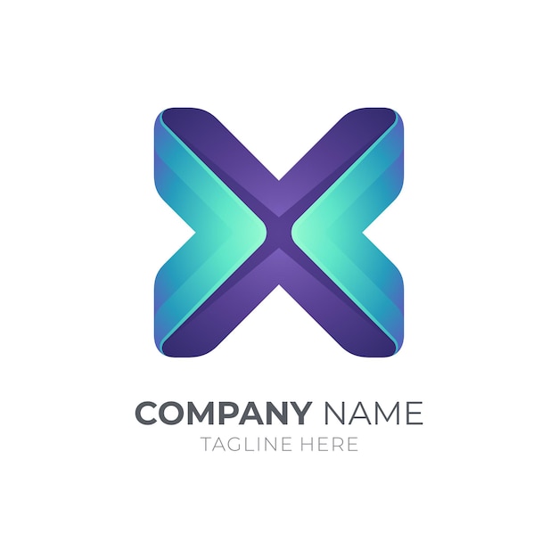 Modelo de logotipo com letra X simples