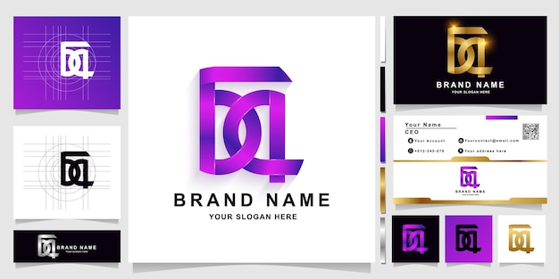 Modelo de logotipo com monograma gba ou ga com design de cartão de visita