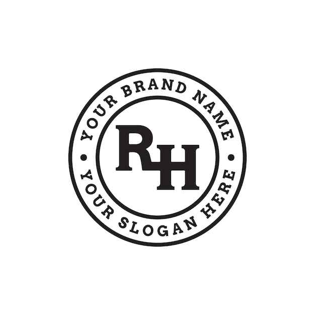 Vetor modelo de logotipo com monograma letra rh