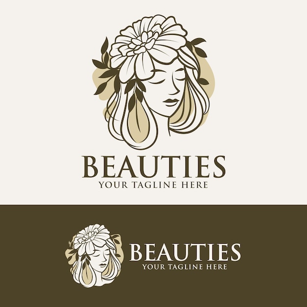 Modelo de logotipo conjunto de beleza de mulher