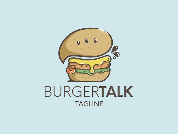 Modelo de logotipo criativo de hambúrguer com talk sign