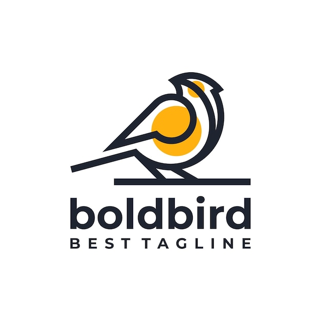 Vetor modelo de logotipo criativo em negrito bird line